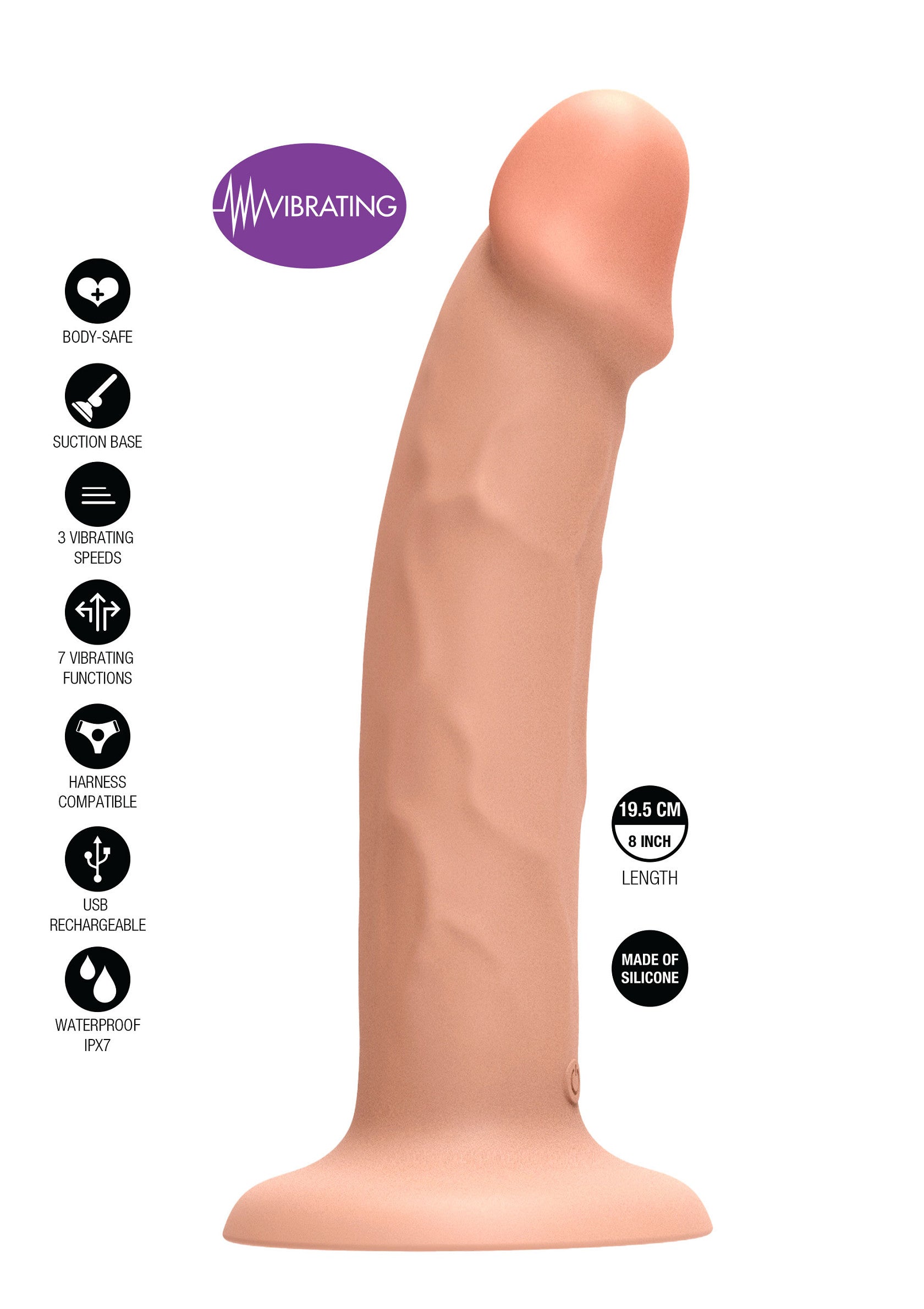 Harness Dong Vibrating Silicone 19.5 cm