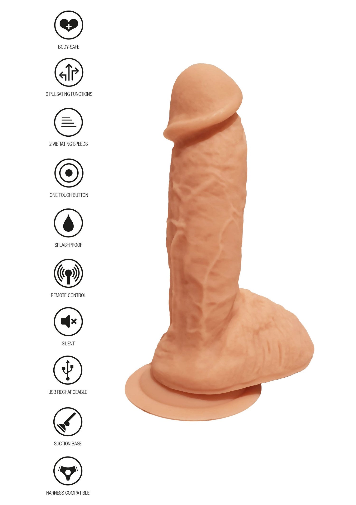 Naked Vibrating Dildo Silicone 17 cm